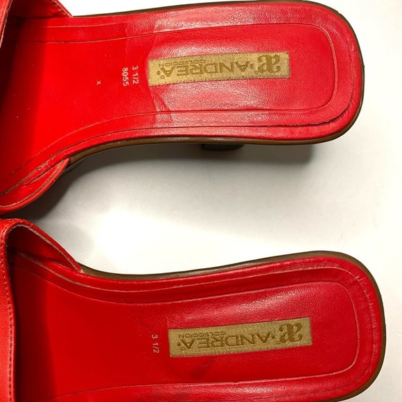Andrea Coleccion Y2K Mid-Heel Mules Red Embroidered Flowers size 7 - Picture 4 of 6